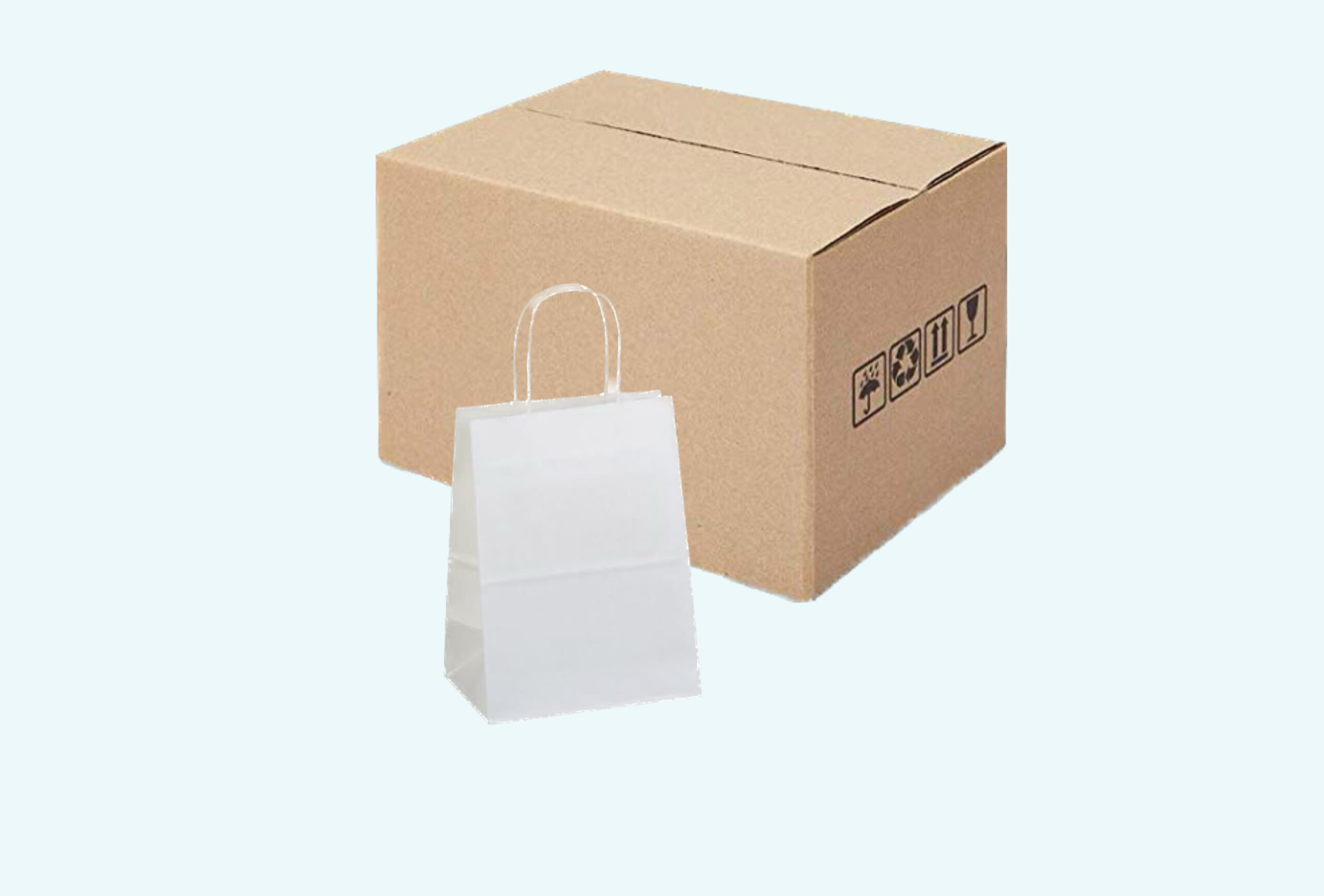 White Carry Bag w/ Twisted Handle 34x29+17cm